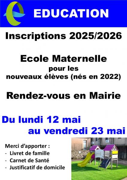 Affiche inscriptions en maternelle